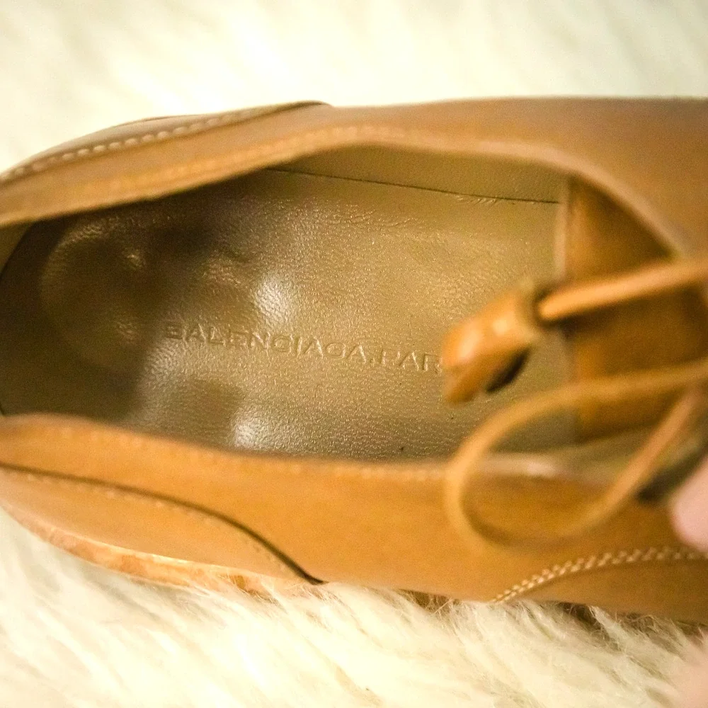 Balenciaga Paris 39.5 Size 9.5 Leather Oxford Lace Tassel Pointed Loafers Shoes